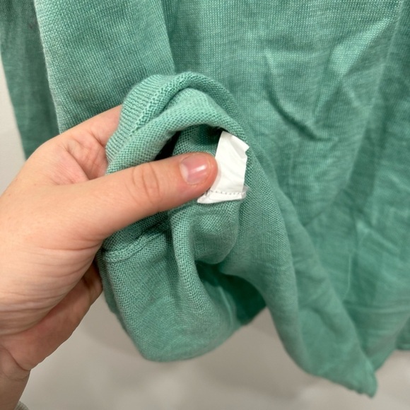 Eileen Fisher Italian Yarn Fine Knit Long Sleeve Tunic Sweater Large Green - Picture 6 of 7